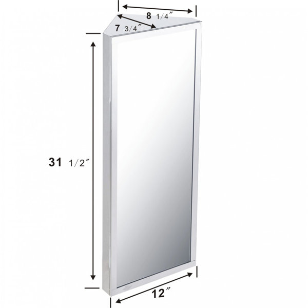 Symple Stuff Politte 12'' W 31.5'' H Corner Mount Frameless Medicine